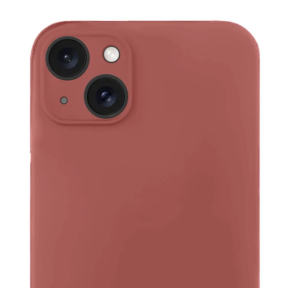 Etui do iPhone 14 Plus silikonowe z mikrofibrą soft touch z osłoną na aparat, gorąca czekolada