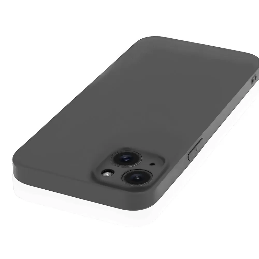 Etui do iPhone 14 Plus silikonowe z mikrofibrą soft touch z osłoną na aparat, grafitowe