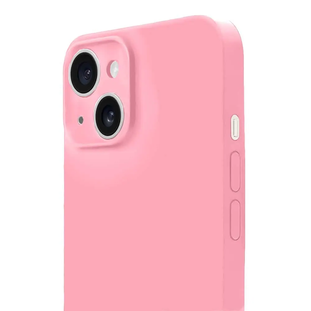 Etui do iPhone 14 Plus silikonowe z mikrofibrą soft touch z osłoną na aparat, jasny róż