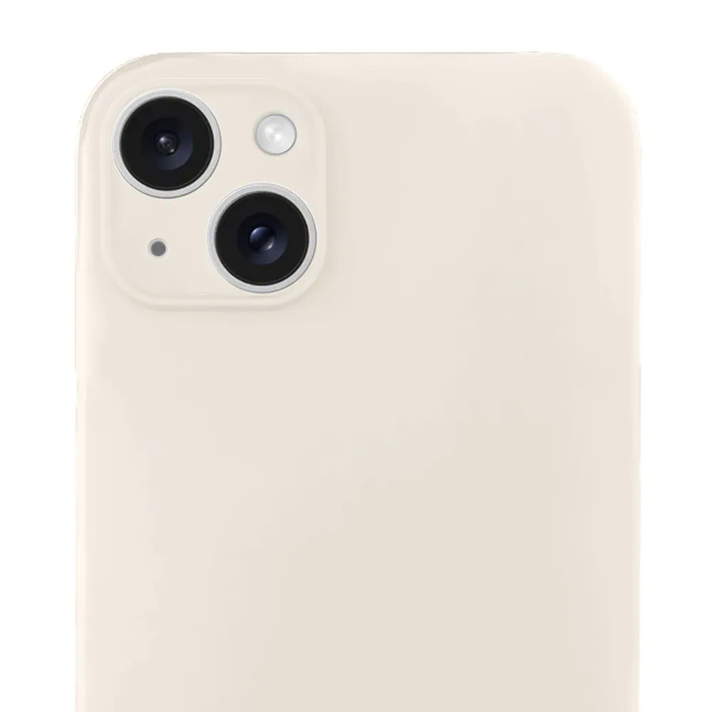 Etui do iPhone 14 Plus silikonowe z mikrofibrą soft touch z osłoną na aparat, kremowe