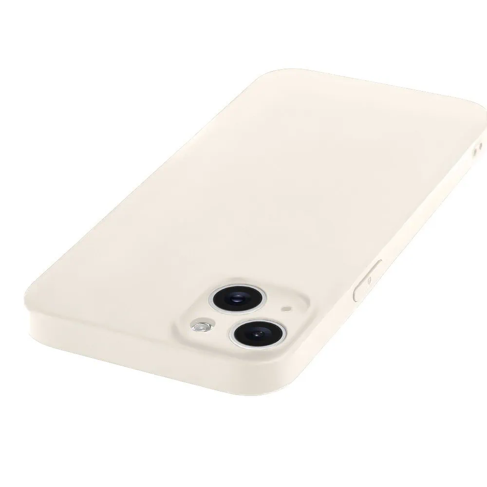 Etui do iPhone 14 Plus silikonowe z mikrofibrą soft touch z osłoną na aparat, kremowe
