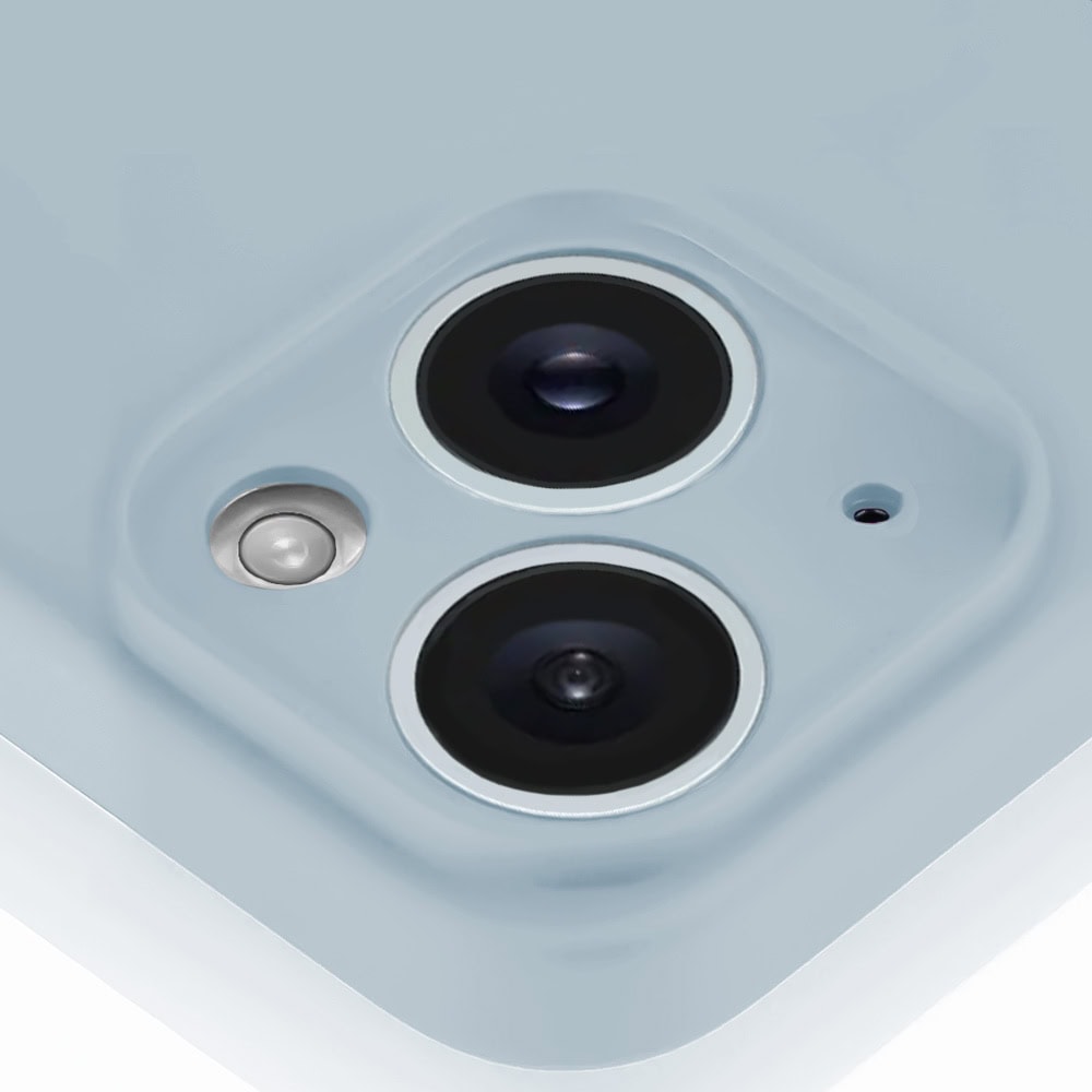 Etui do iPhone 14 Plus silikonowe z mikrofibrą soft touch z osłoną na aparat, lodowy błękit