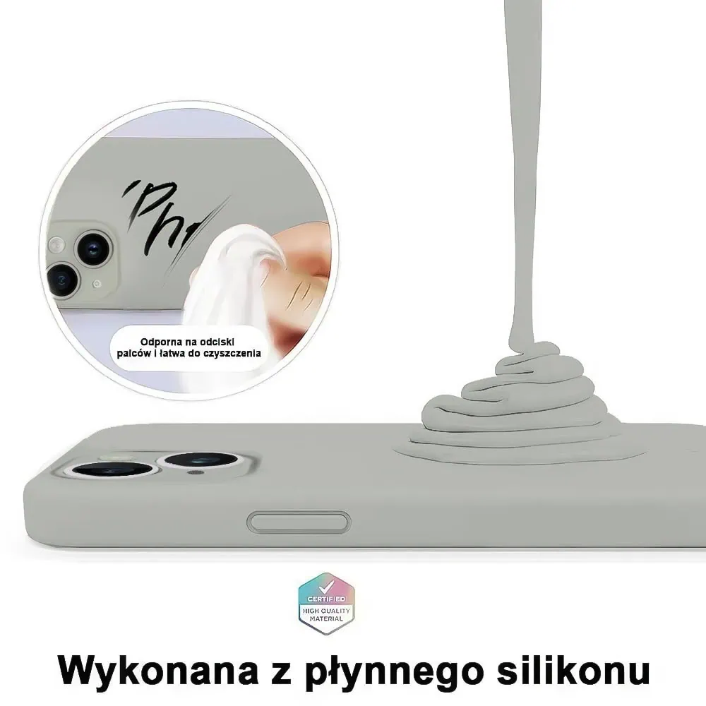 Etui do iPhone 14 silikonowe z mikrofibrą soft touch z osłoną na aparat, vintage beż