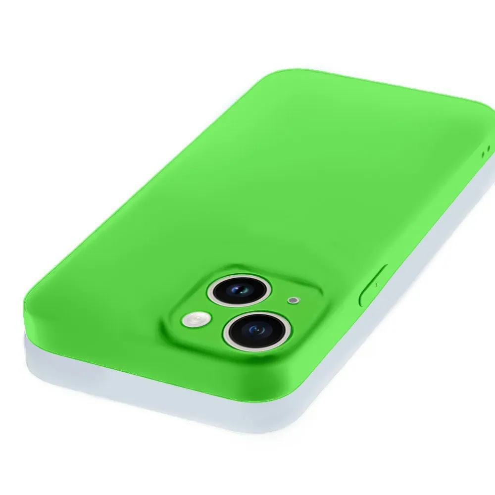Etui do iPhone 14 silikonowe z mikrofibrą soft touch z osłoną na aparat, wiosenna zieleń