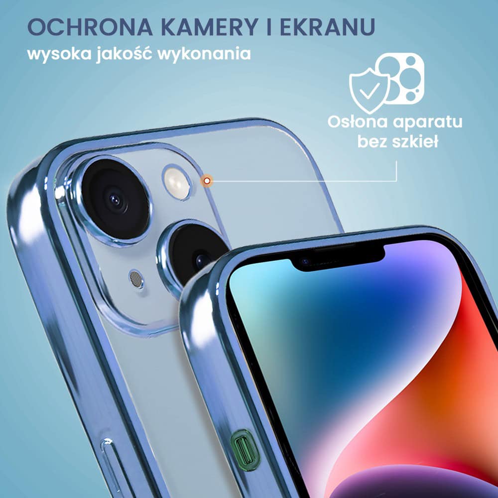 Etui do iPhone 14 Plus slim blue z osłoną kamery, niebieskie