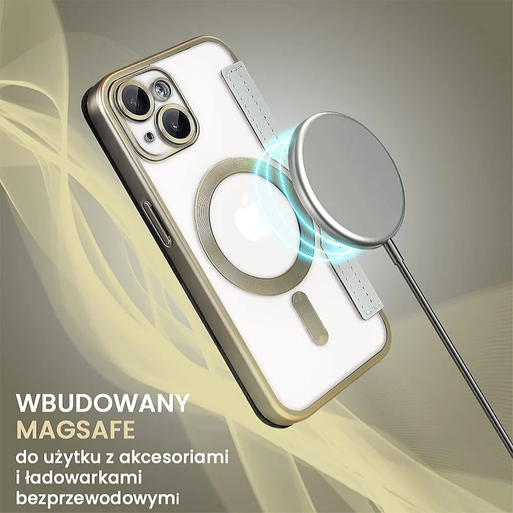 Etui do iPhone 14 typu książka Book Magsafe Lens Protect, z klapką, tytanowe