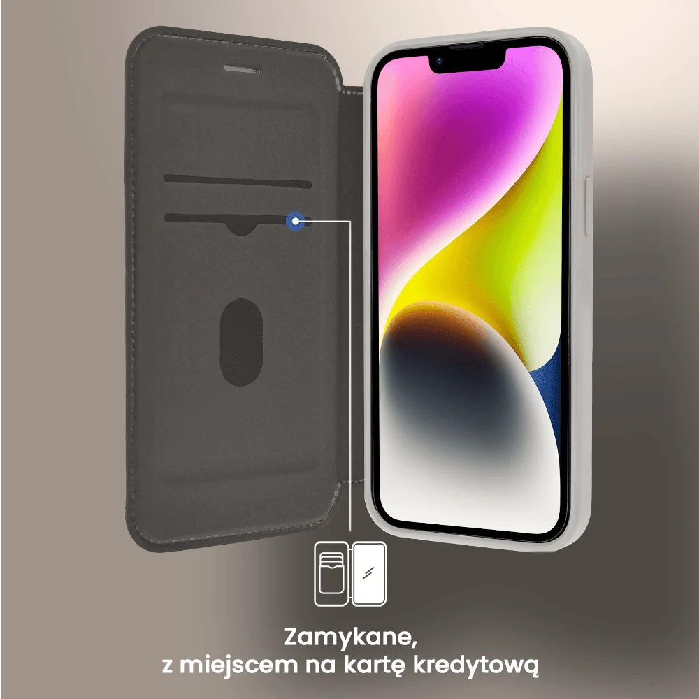 Etui do iPhone 14 z klapką Solid MagSafe Book, typu książka, szare
