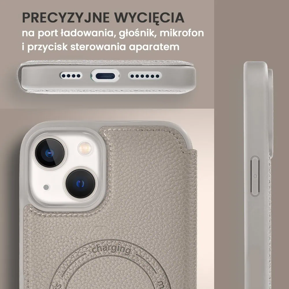 Etui do iPhone 14 z klapką Solid MagSafe Book, typu książka, szare