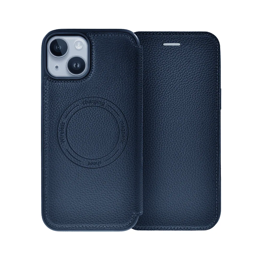 Etui do iPhone 14 z klapką Solid MagSafe Book, typu książka, granatowe