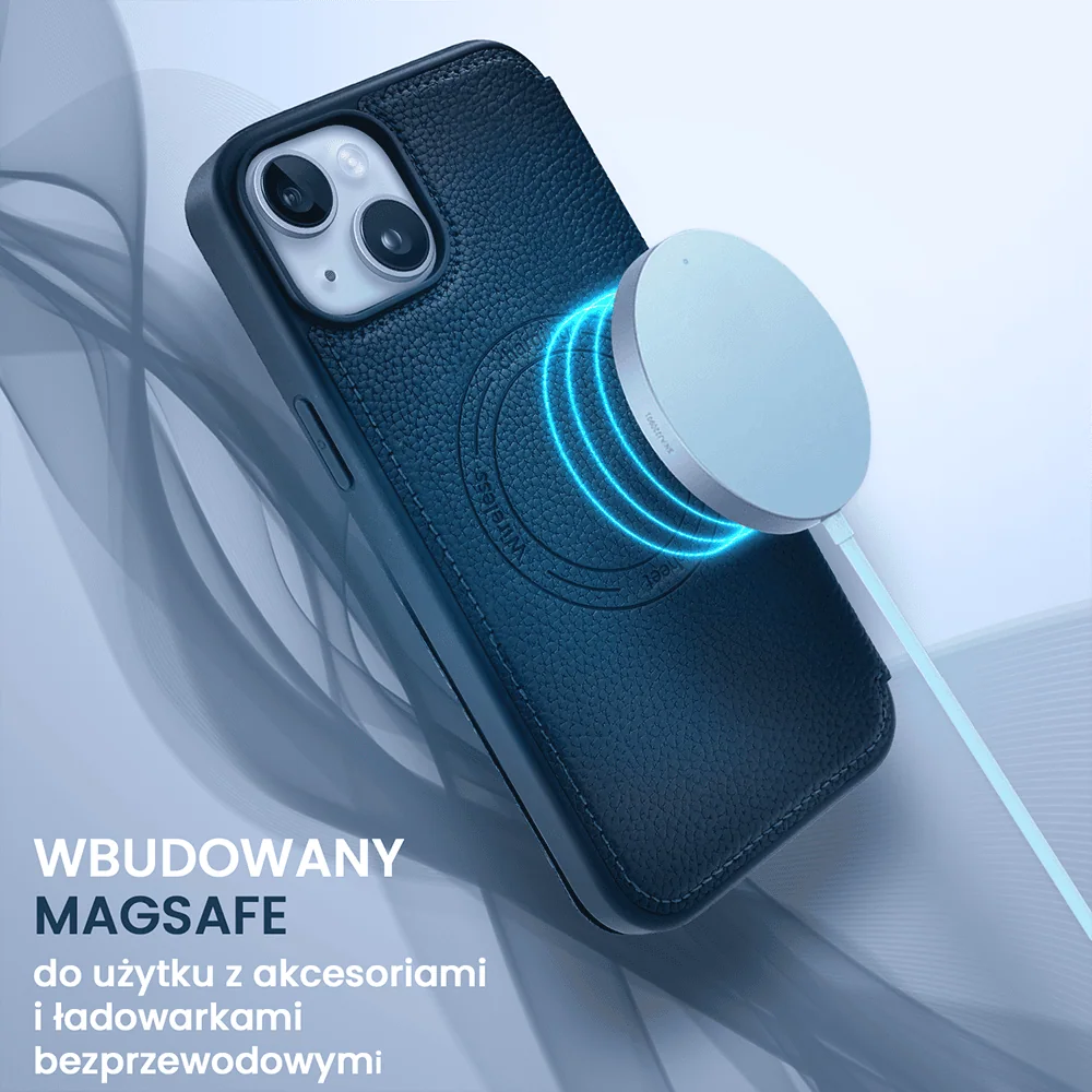 Etui do iPhone 14 z klapką Solid MagSafe Book, typu książka, granatowe