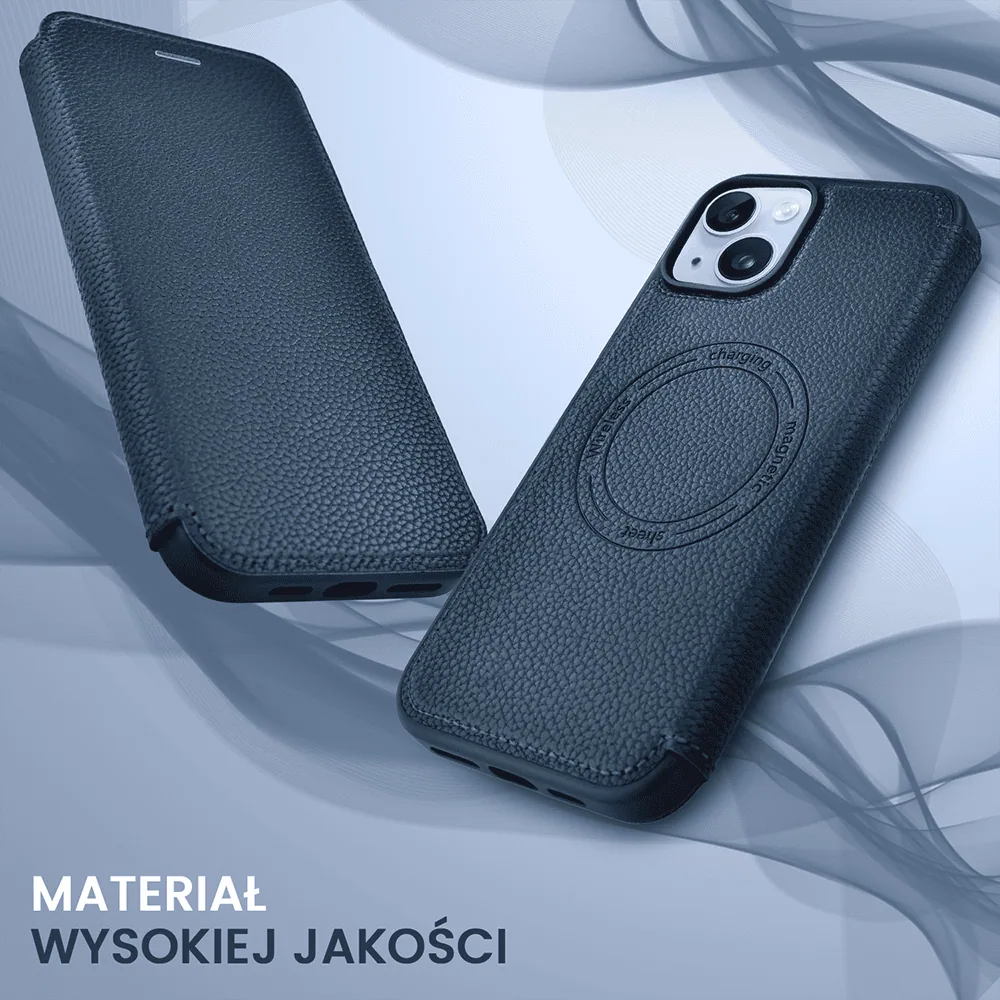 Etui do iPhone 14 z klapką Solid MagSafe Book, typu książka, granatowe