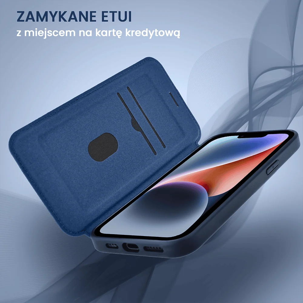 Etui do iPhone 14 z klapką Solid MagSafe Book, typu książka, granatowe
