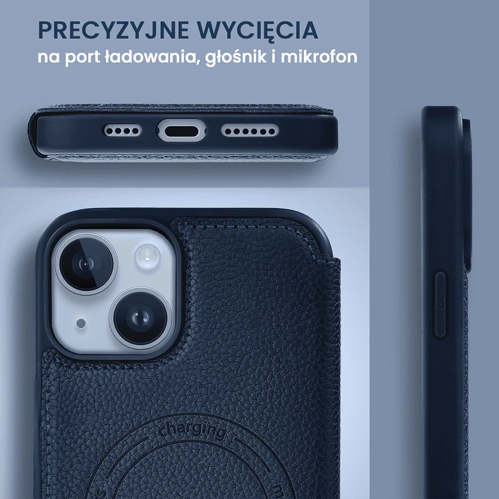 Etui do iPhone 14 z klapką Solid MagSafe Book, typu książka, granatowe