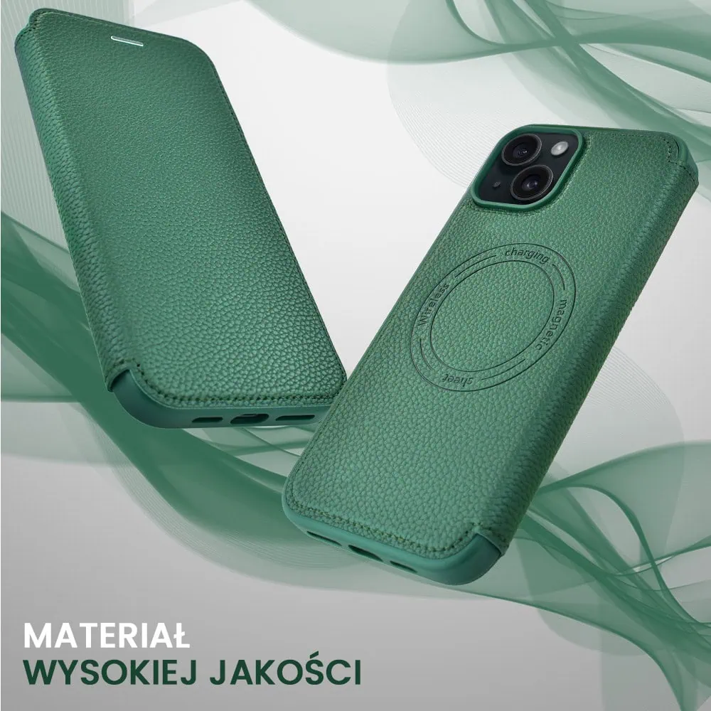 Etui do iPhone 14 z klapką Solid MagSafe Book, typu książka, zielone