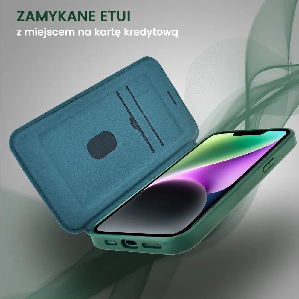 Etui do iPhone 14 z klapką Solid MagSafe Book, typu książka, zielone