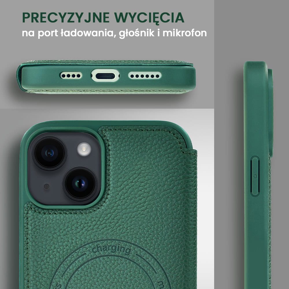 Etui do iPhone 14 z klapką Solid MagSafe Book, typu książka, zielone