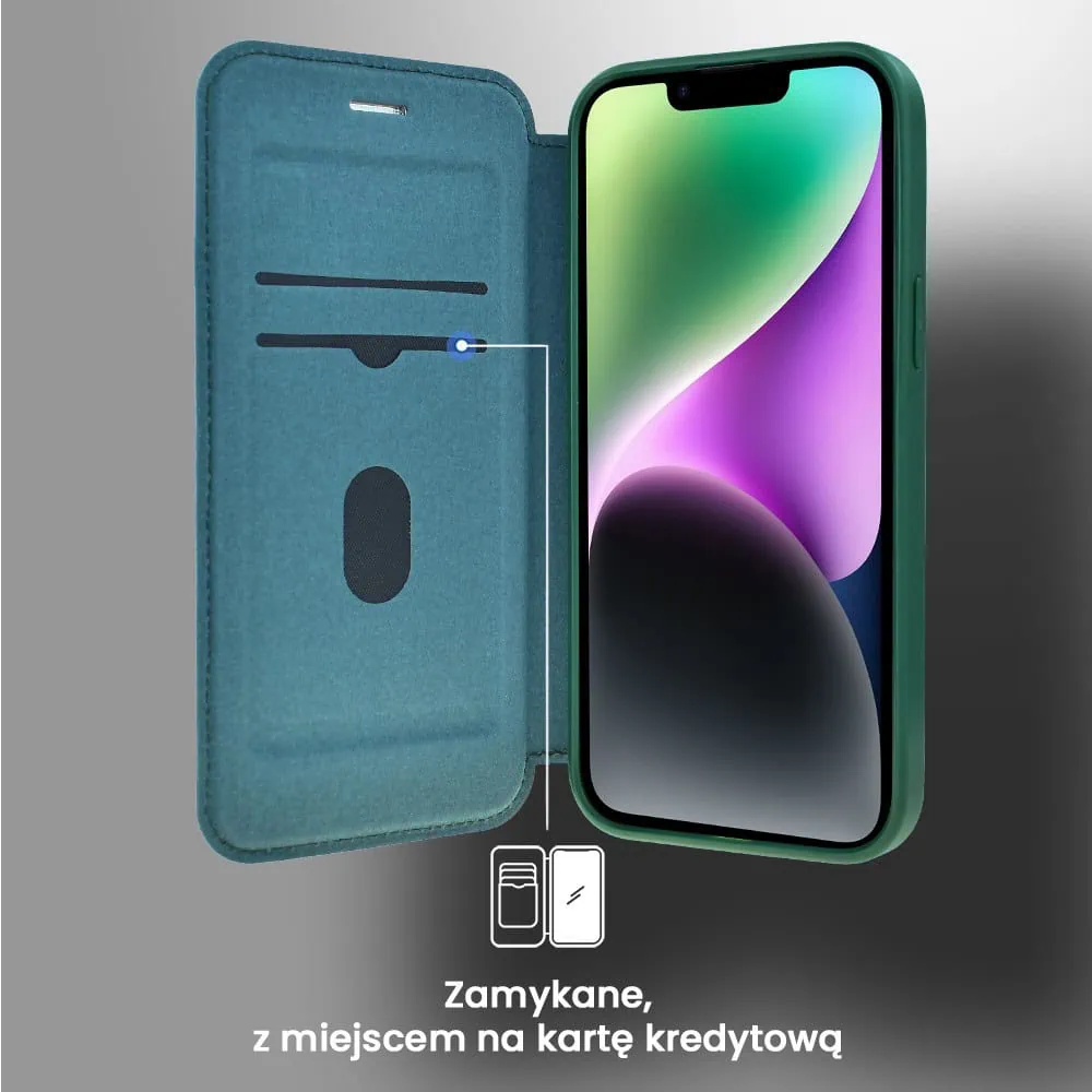 Etui do iPhone 14 z klapką Solid MagSafe Book, typu książka, zielone