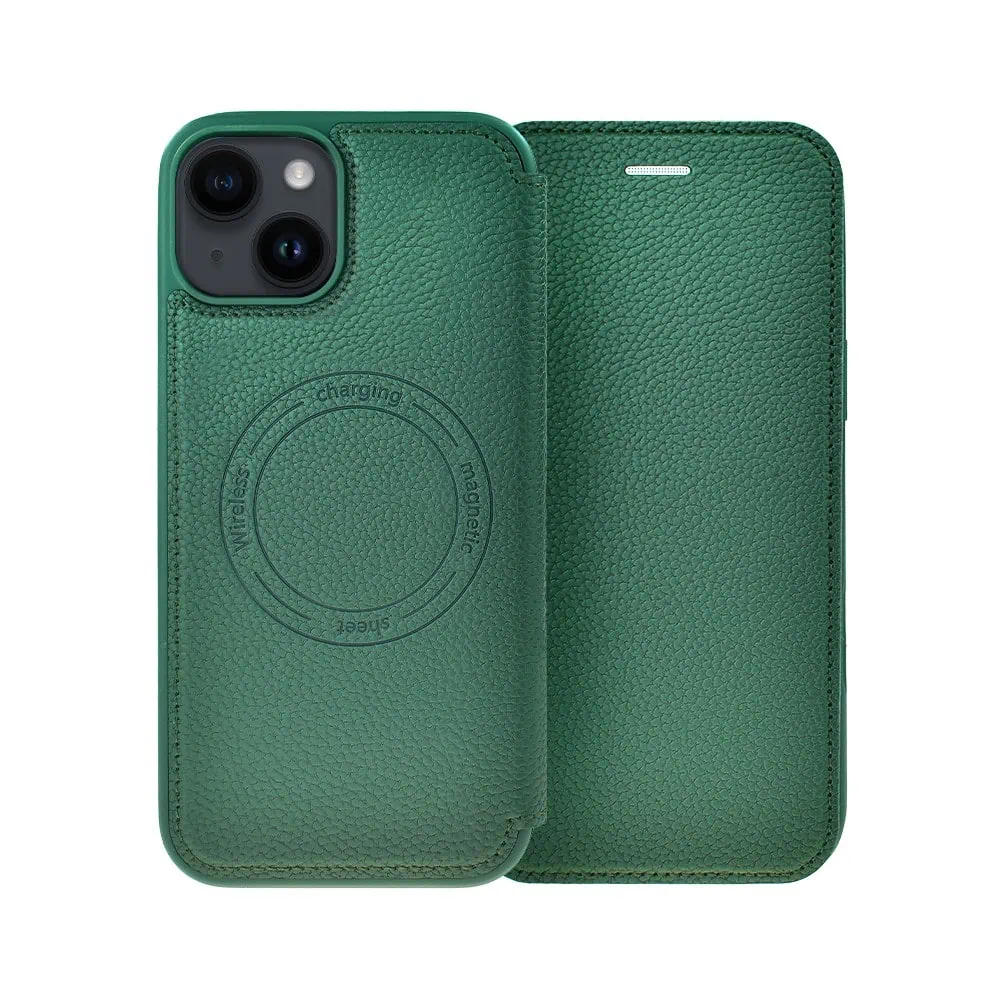 Etui do iPhone 14 z klapką Solid MagSafe Book, typu książka, zielone