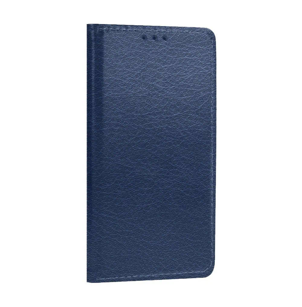 Etui do iPhone 14 zamykane, eleganckie skórzane, granatowe