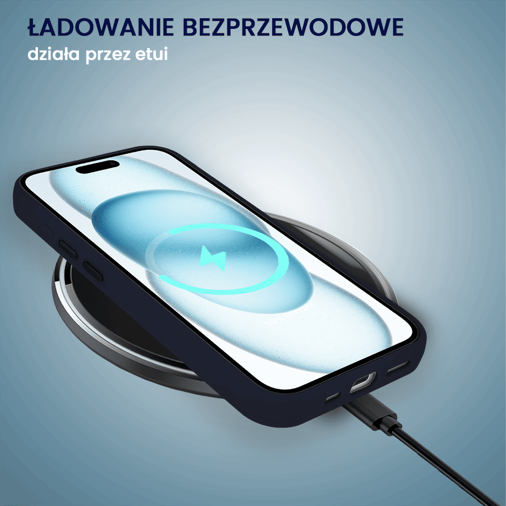 Etui do iPhone 15 Plus Arctic Stand, półprzeźroczyste, z osłoną aparatu i podstawką, głęboki niebieski