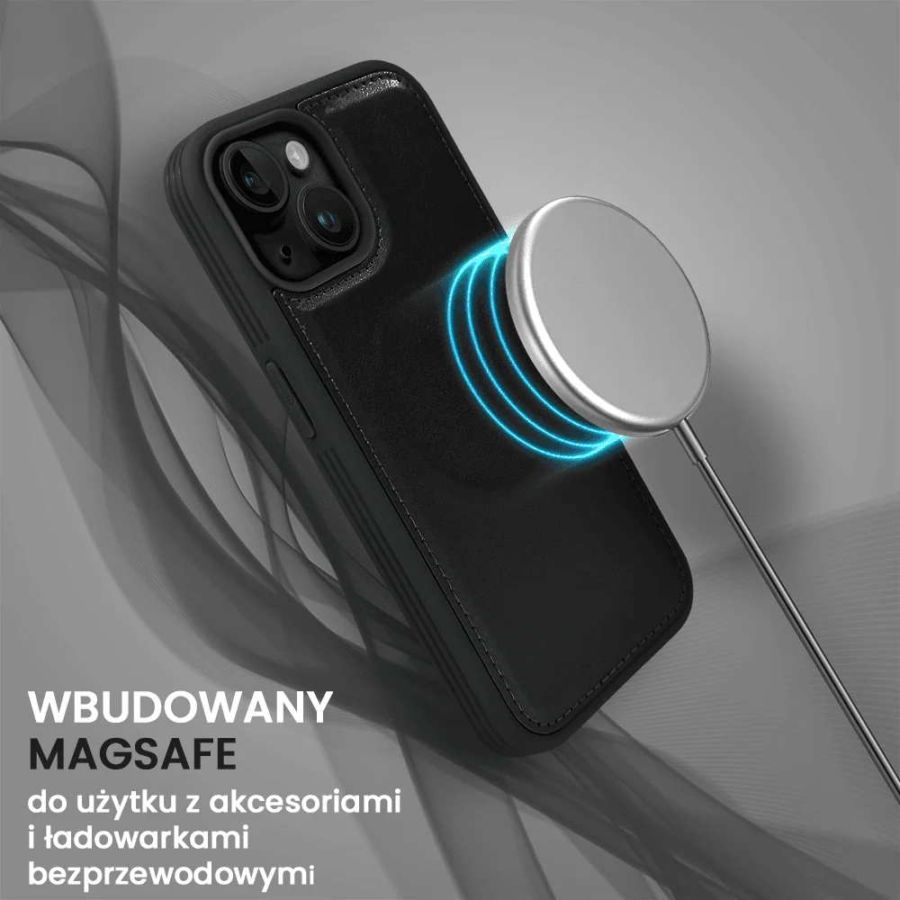 Etui do iPhone 15 Plus 3w1 Magsafe Double Book, zestaw etui oraz kabura z podstawką, czarne