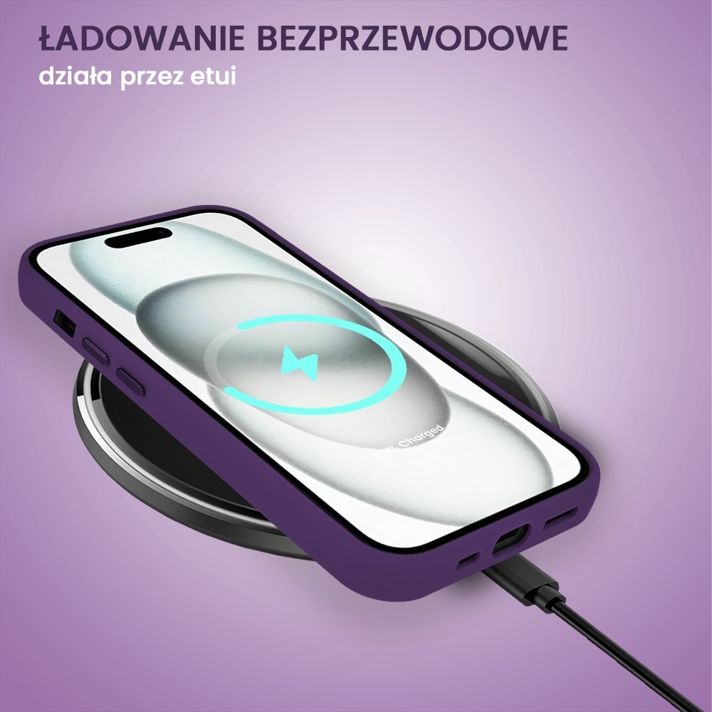 Etui do iPhone 15 Plus Arctic Stand, półprzeźroczyste, z osłoną aparatu i podstawką, głęboka purpura