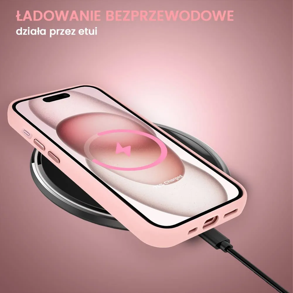 Etui do iPhone 15 Plus Arctic Stand, półprzeźroczyste, z osłoną aparatu i podstawką, różowe