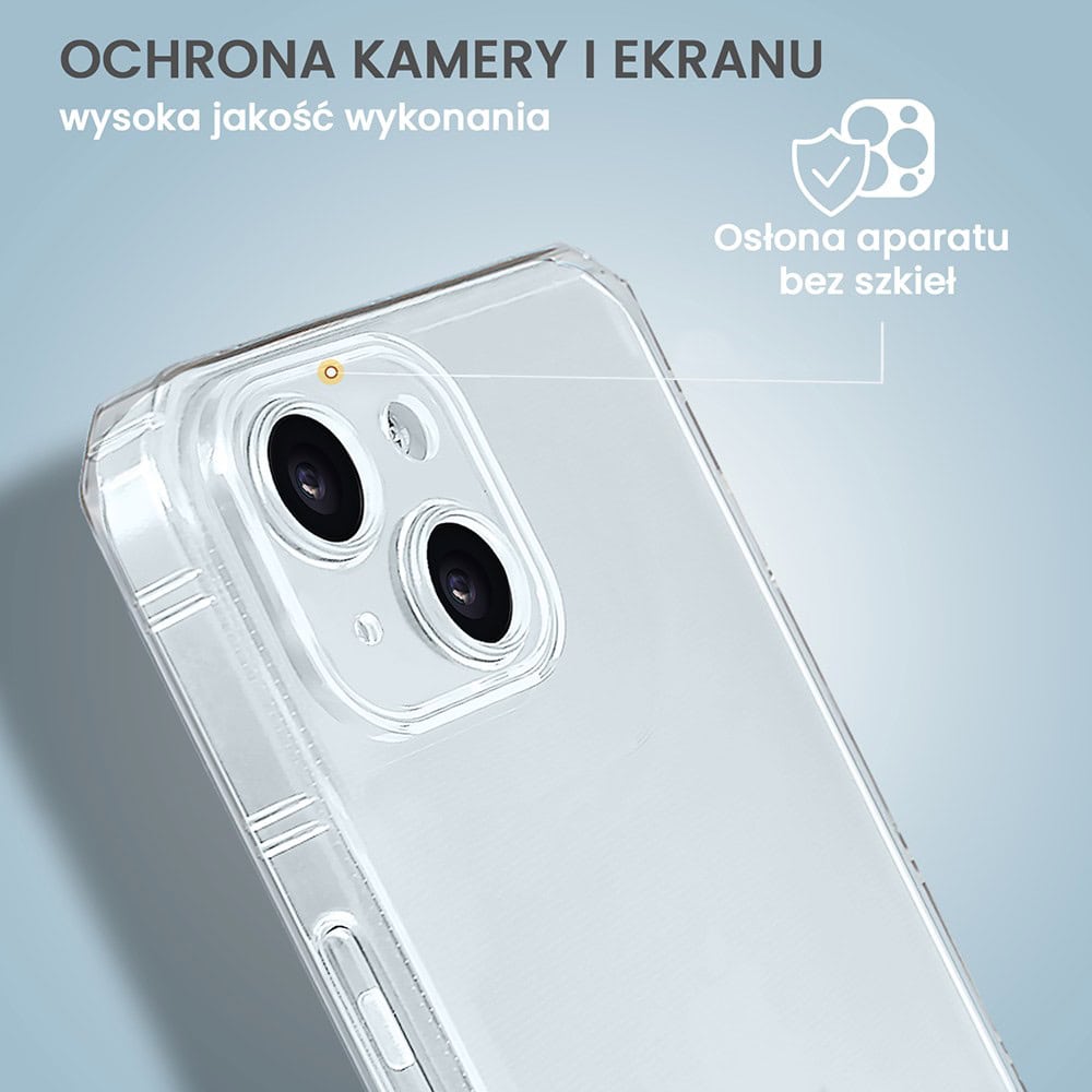 Etui do iPhone 15 Camera Armor z osłoną aparatu, pancerne, przeźroczyste
