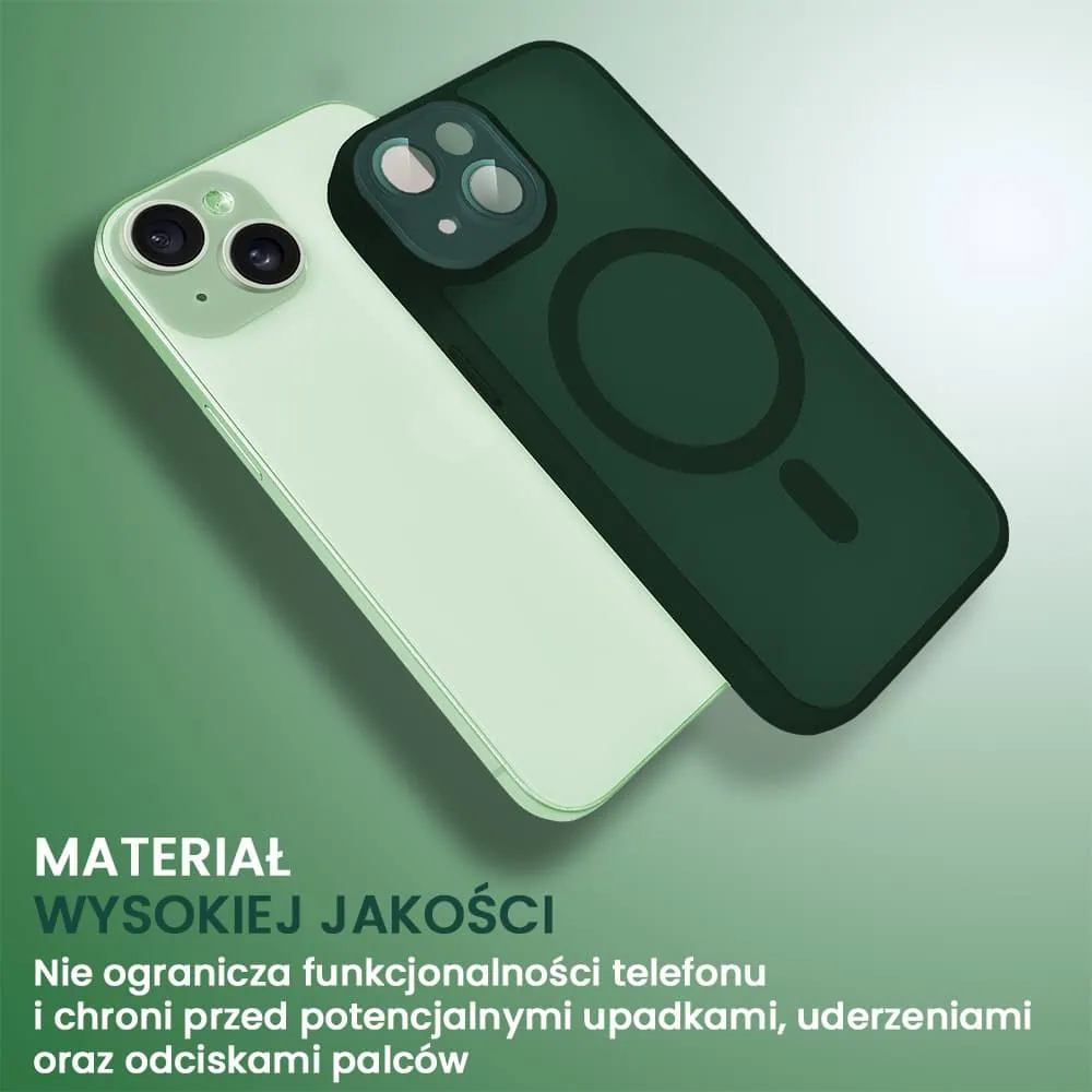 Etui do iPhone 15 Plus Color Flush z Magsafe, z osłoną aparatu, ciemna zieleń