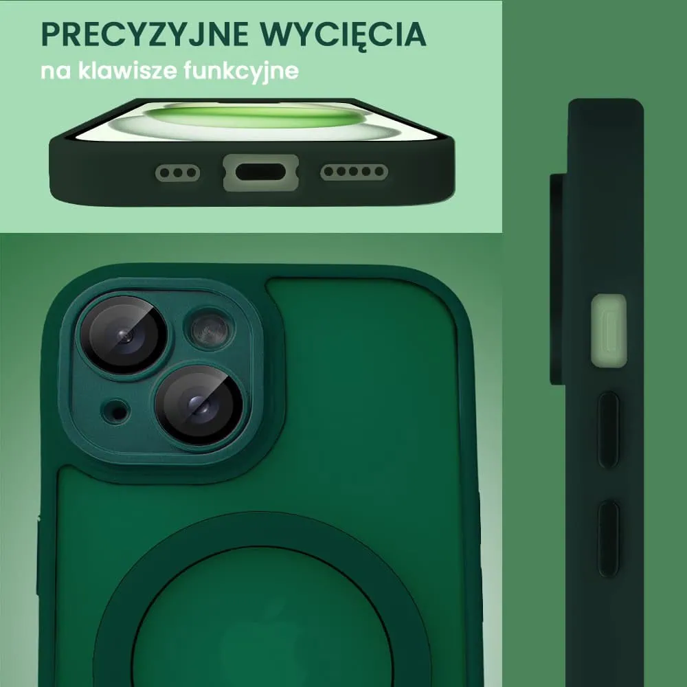 Etui do iPhone 15 Plus Color Flush z Magsafe, z osłoną aparatu, ciemna zieleń