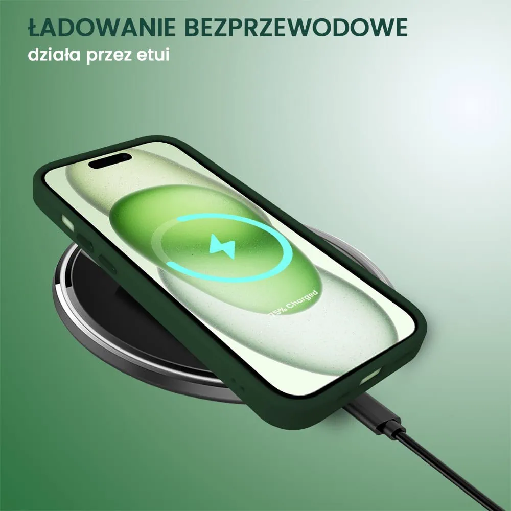 Etui do iPhone 15 Plus Color Flush z Magsafe, z osłoną aparatu, ciemna zieleń