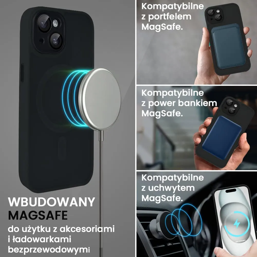 Etui do iPhone 15 Color Flush z Magsafe, z osłoną aparatu, czarne