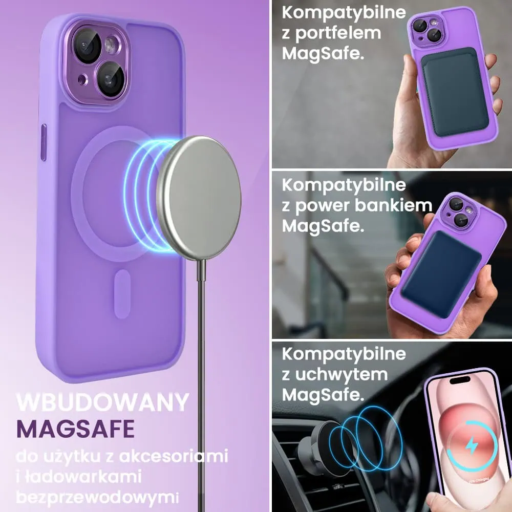 Etui do iPhone 15 Plus Color Flush z Magsafe, z osłoną aparatu, fioletowe