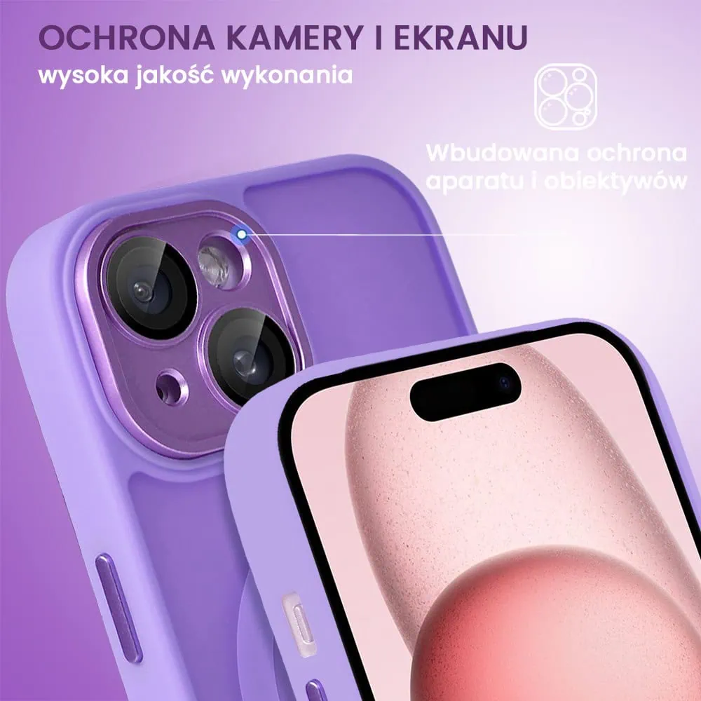 Etui do iPhone 15 Plus Color Flush z Magsafe, z osłoną aparatu, fioletowe