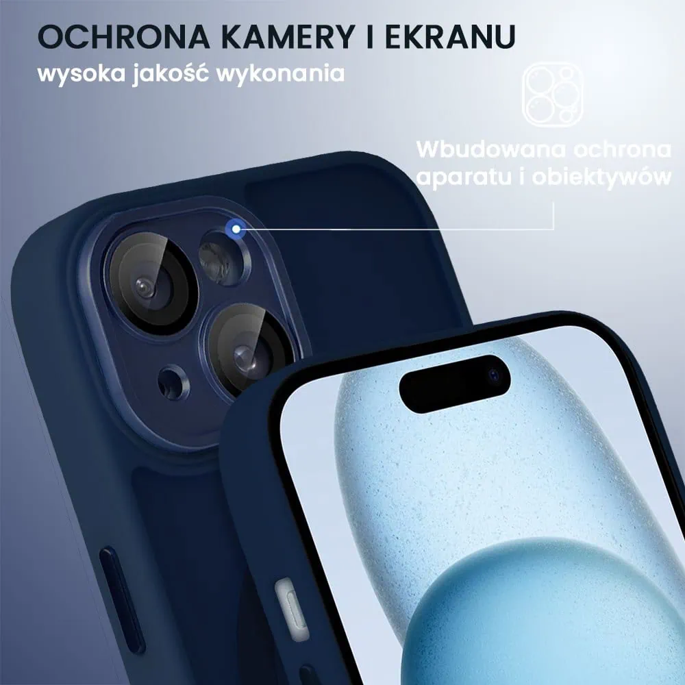 Etui do iPhone 15 Plus Color Flush z Magsafe, z osłoną aparatu, granatowe