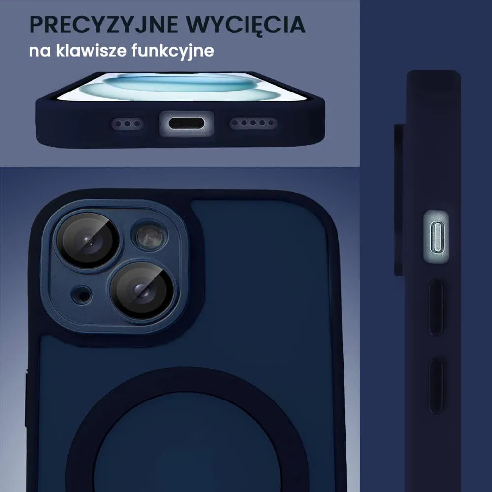 Etui do iPhone 15 Plus Color Flush z Magsafe, z osłoną aparatu, granatowe