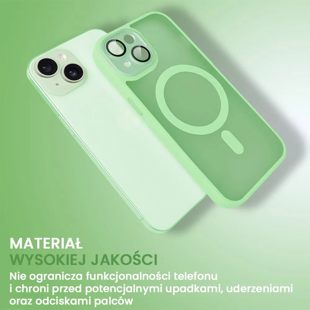 Etui do iPhone 15 Color Flush z Magsafe, z osłoną aparatu, jasna zieleń