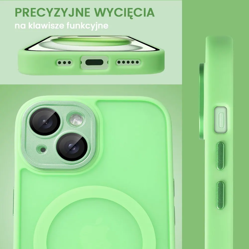Etui do iPhone 15 Color Flush z Magsafe, z osłoną aparatu, jasna zieleń