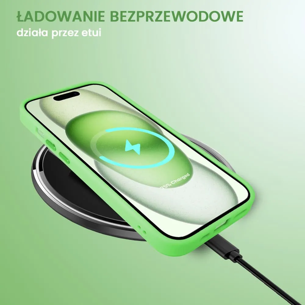 Etui do iPhone 15 Color Flush z Magsafe, z osłoną aparatu, jasna zieleń