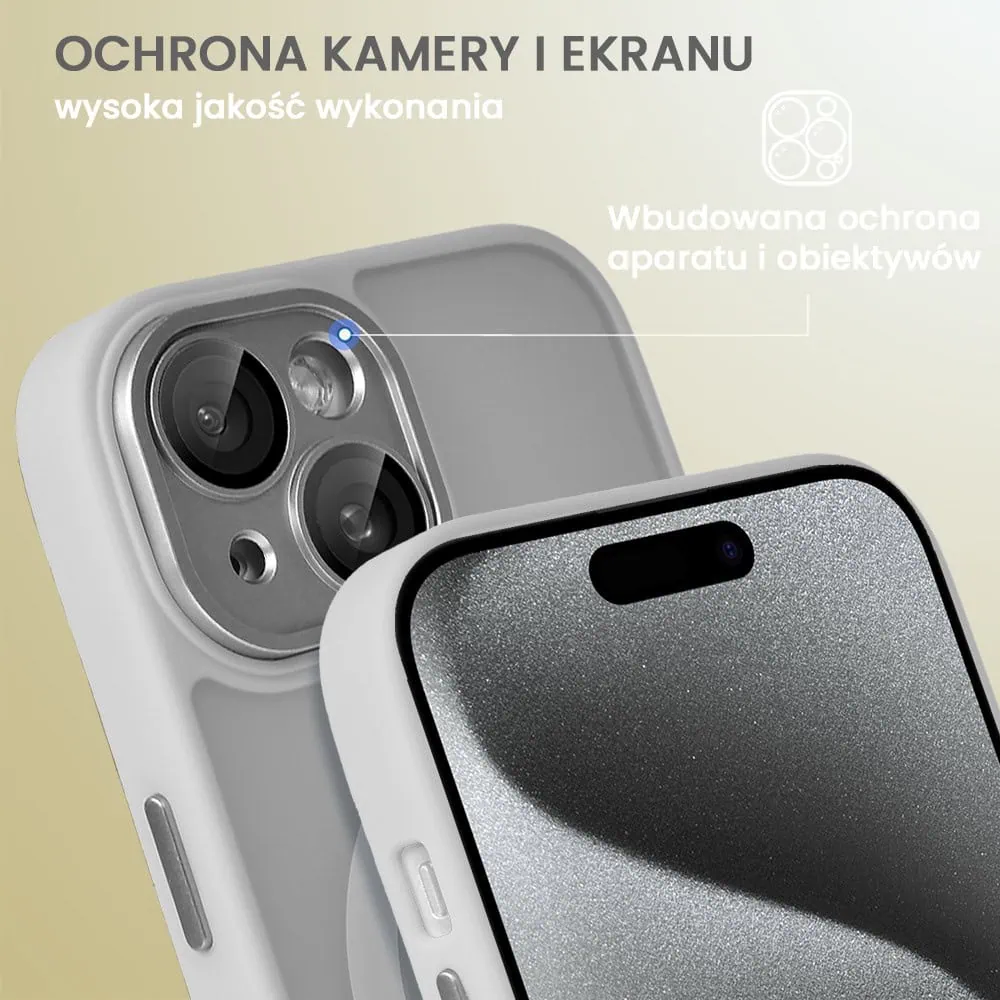 Etui do iPhone 15 Color Flush z Magsafe, z osłoną aparatu, popielate
