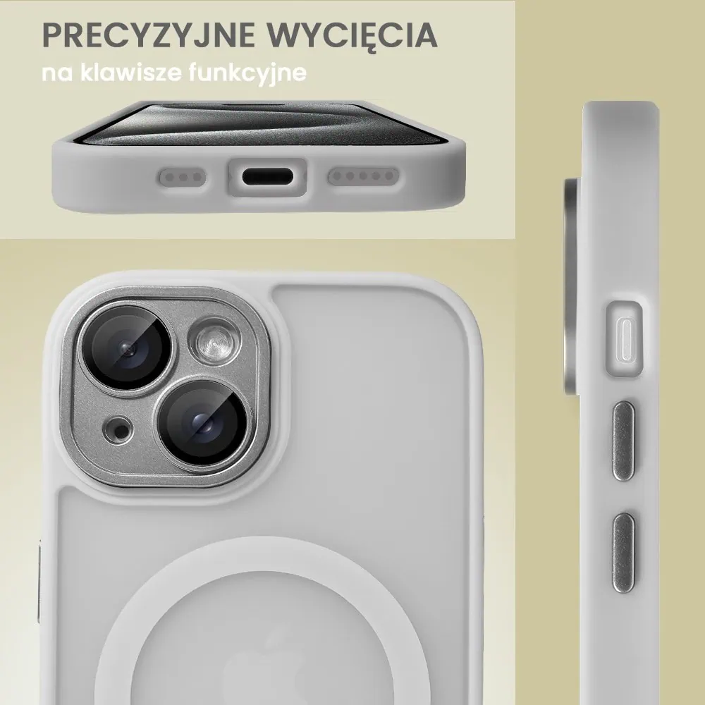Etui do iPhone 15 Color Flush z Magsafe, z osłoną aparatu, popielate