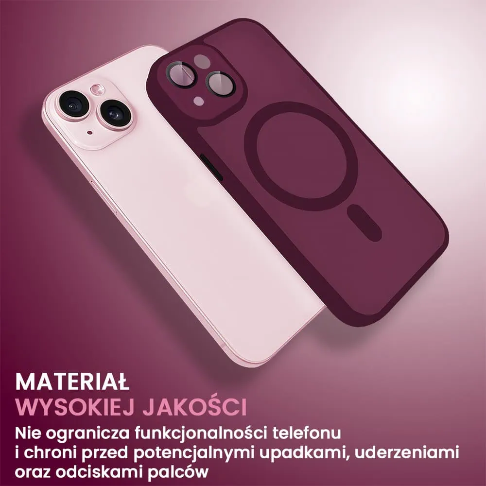 Etui do iPhone 15 Plus Color Flush z Magsafe, z osłoną aparatu, wiśniowe