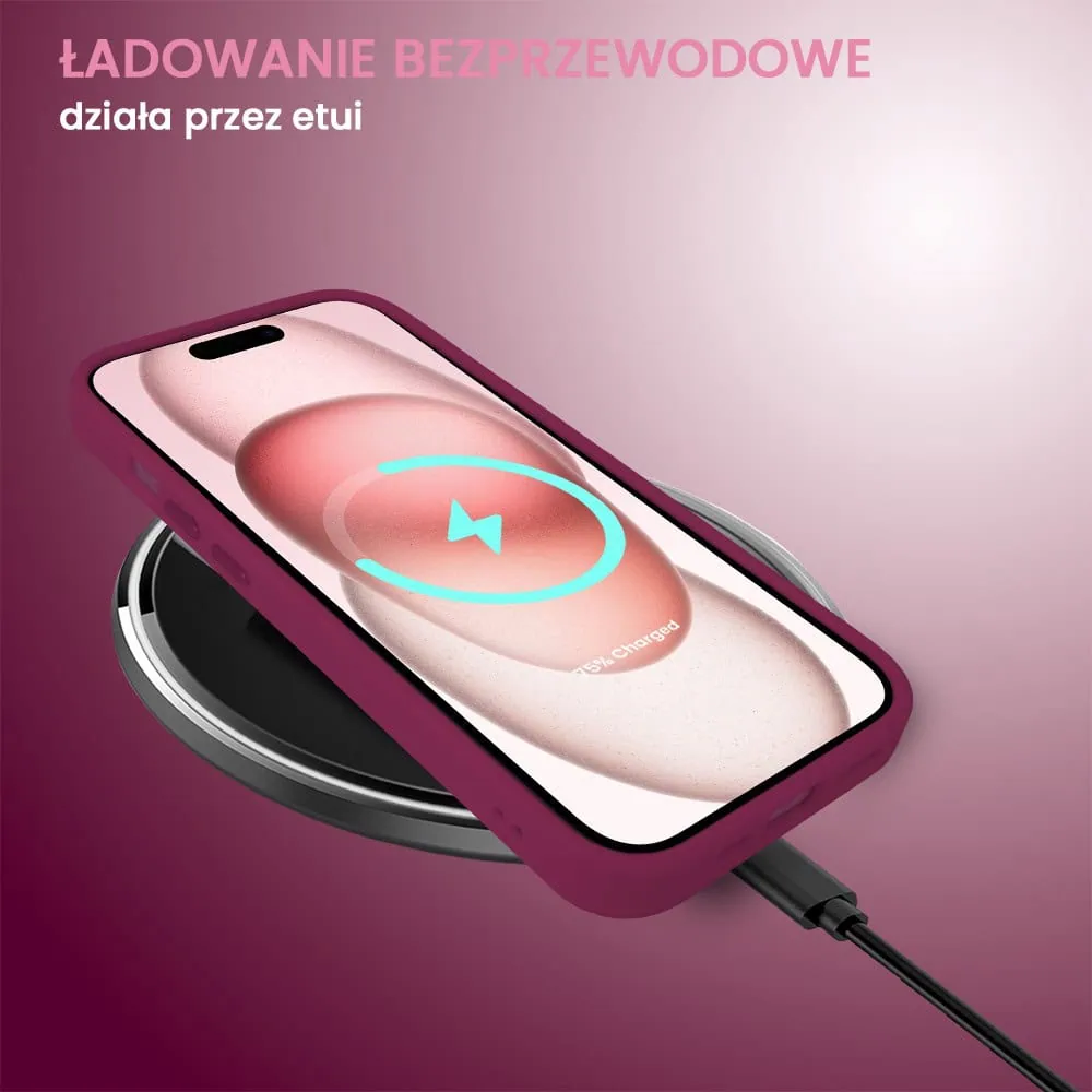 Etui do iPhone 15 Plus Color Flush z Magsafe, z osłoną aparatu, wiśniowe