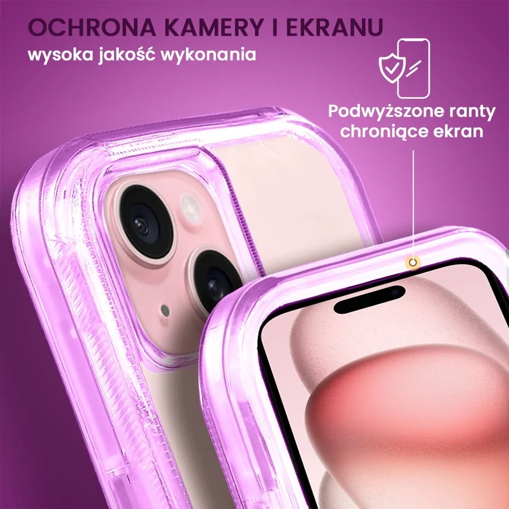 Etui do iPhone 15 Plus Crystal Armor Magsafe, Anti-Drop pancerne 3w1, ametyst