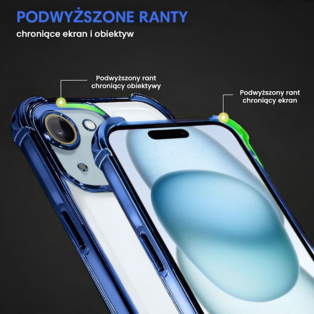 Etui do iPhone 14 Hybrid Elegance Anti-Shock z osłoną na aparat i poduszkami, niebieskie (OUTLET)