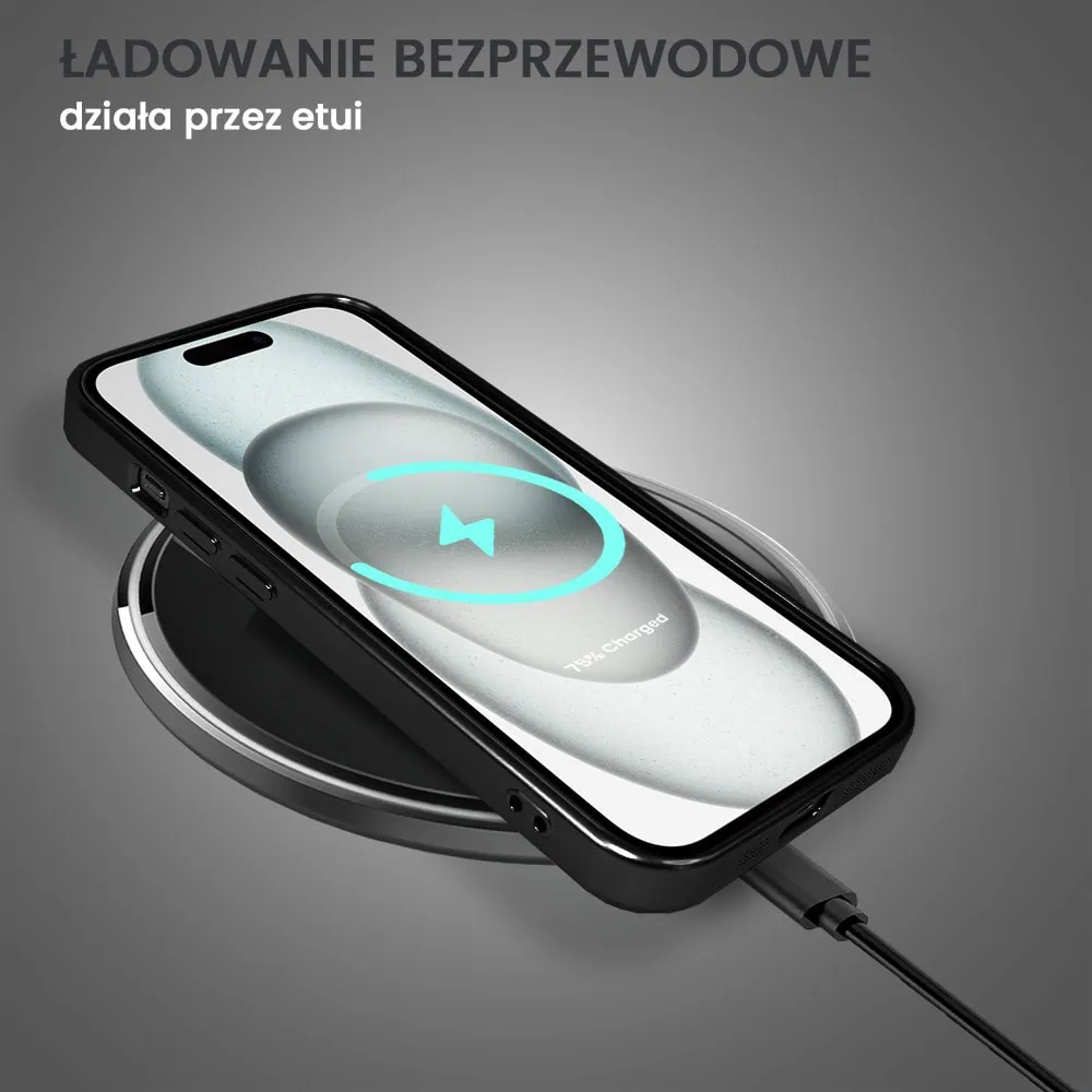 Etui do iPhone 15 Plus MagSafe Luxury Protect przeźroczyste, z osłoną aparatu, Titanium Finish, czarne