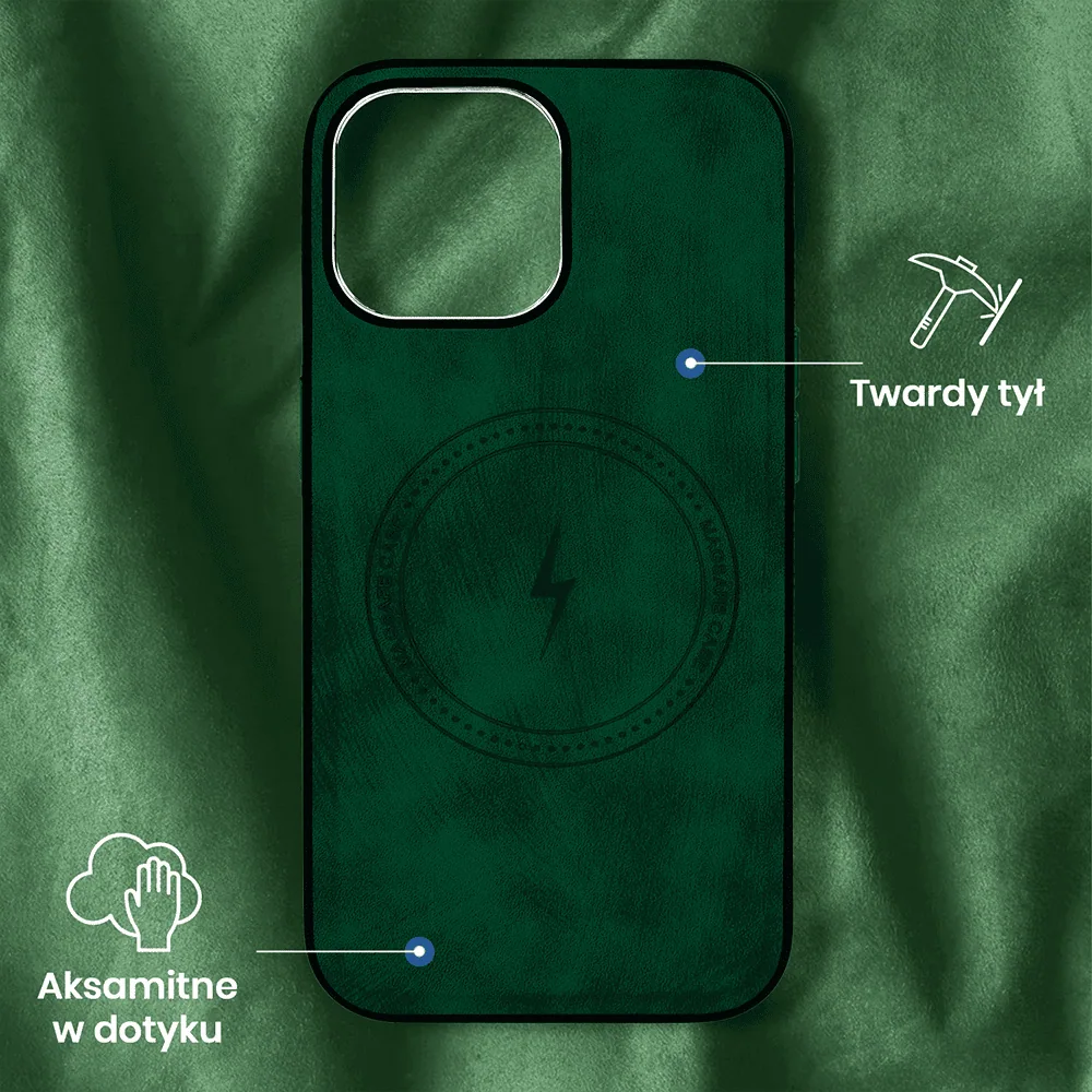 Etui do iPhone 15 Plus Magsafe Business Leather, eleganckie, przyjemne w dotyku, zielone