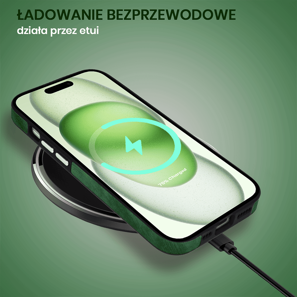 Etui do iPhone 15 Plus Magsafe Business Leather, eleganckie, przyjemne w dotyku, zielone