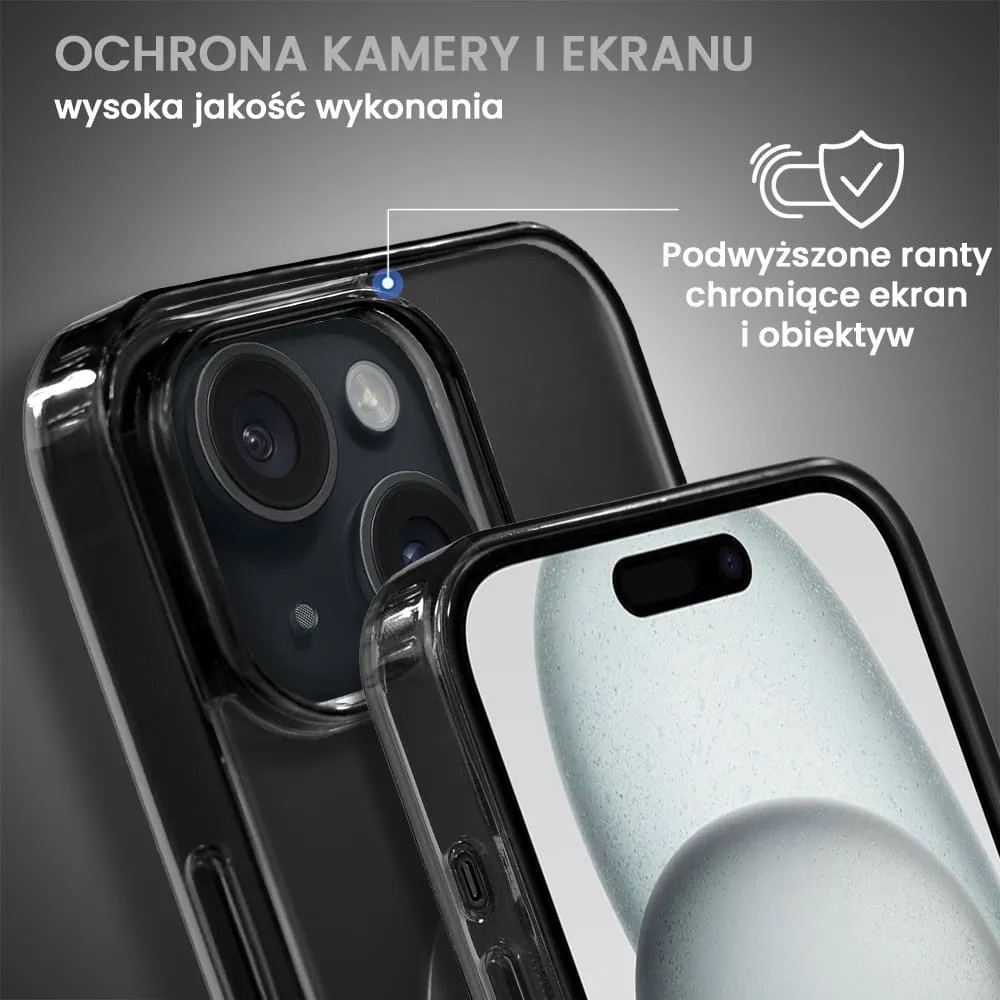 Etui do iPhone 15, MagSafe Frosted Skin, cienkie, półprzeźroczyste, czarne