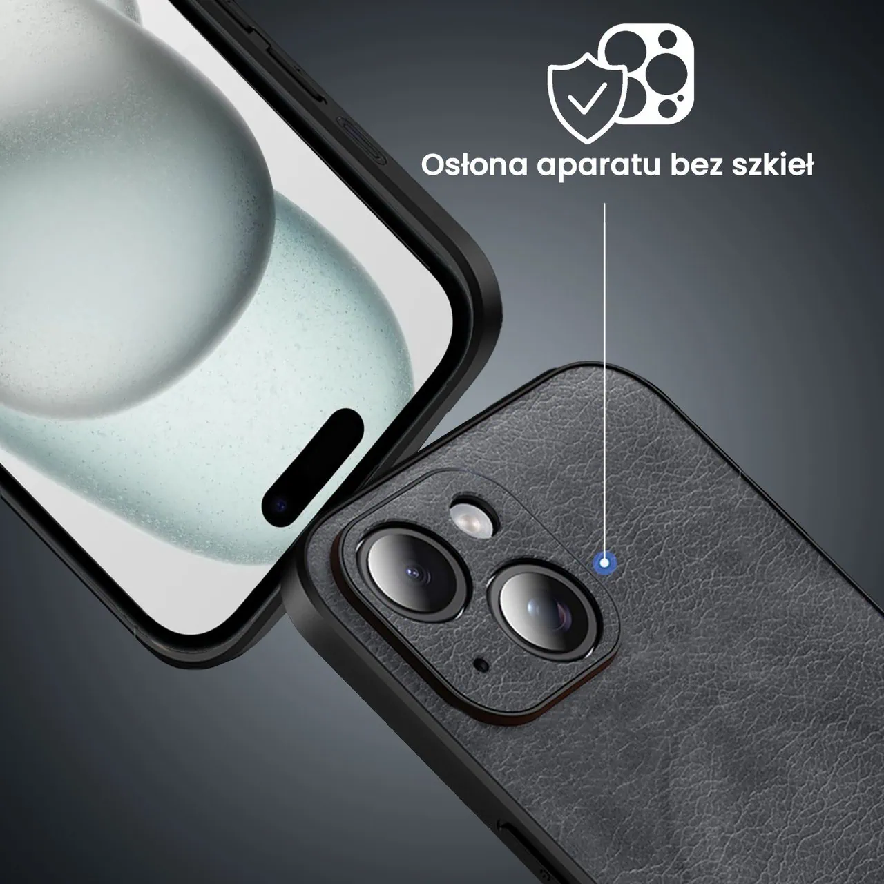 Etui do iPhone 15 Plus Magsafe Leather Protect eleganckie skórzane, Sulada Original, szaro-czarne